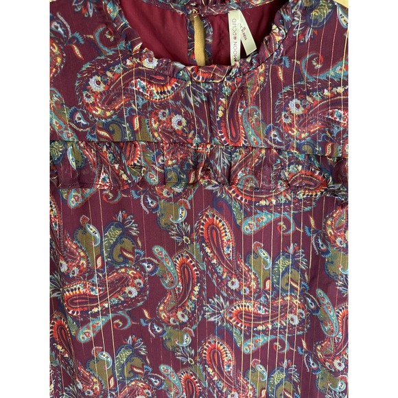 Moon Orchid Top Womens Extra Large Paisley Long Sleeve Ruffled Blouse New‎ - Picture 4 of 11